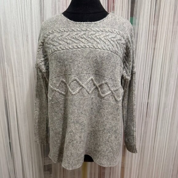 Bass Women’s Cable Knit Sweater Gray Cotton Wool Blend Pullover Size XS - Picture 1 of 14